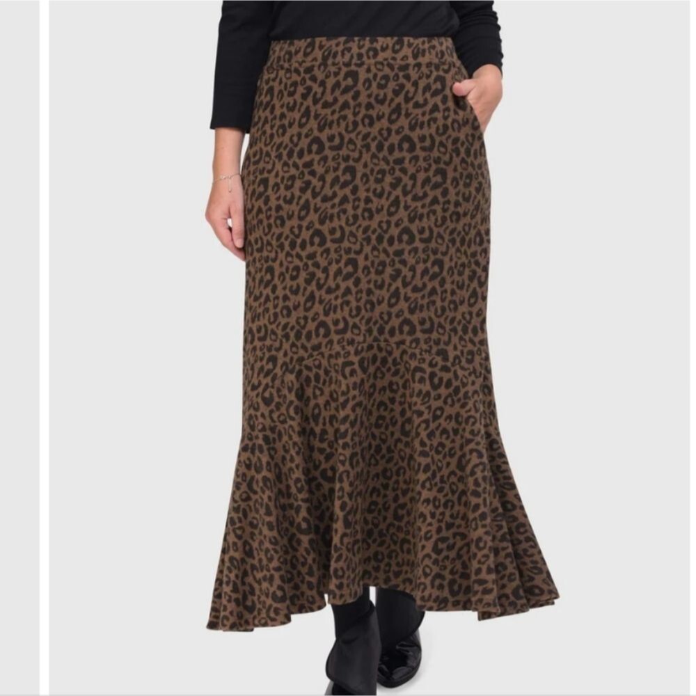 ALEMBIKA Israel Leopard Print Flared Trumpet Mermaid Maxi Skirt Size 4 / XL B29